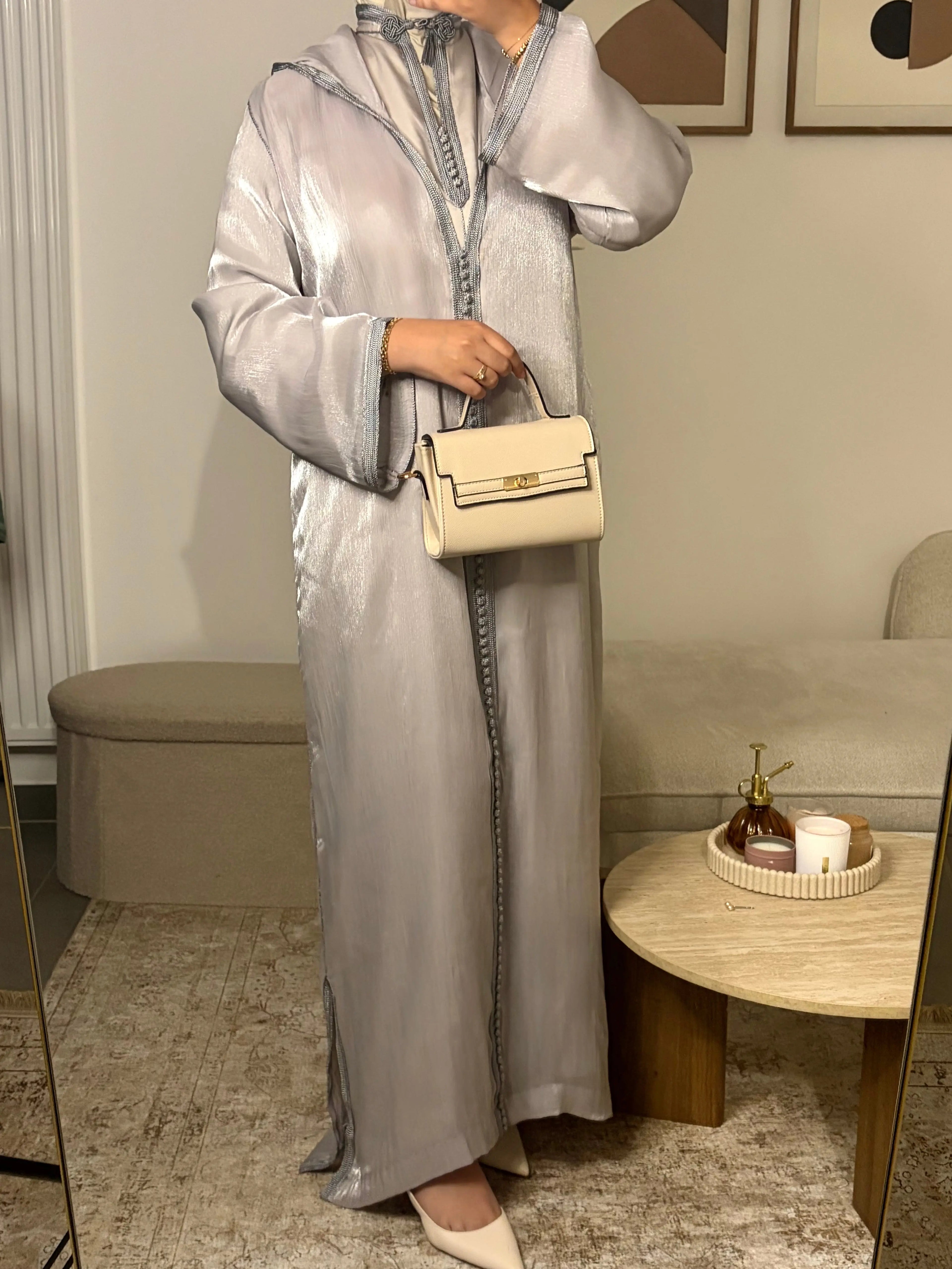 Jellaba Organza - Gris Andalous Emana Couture