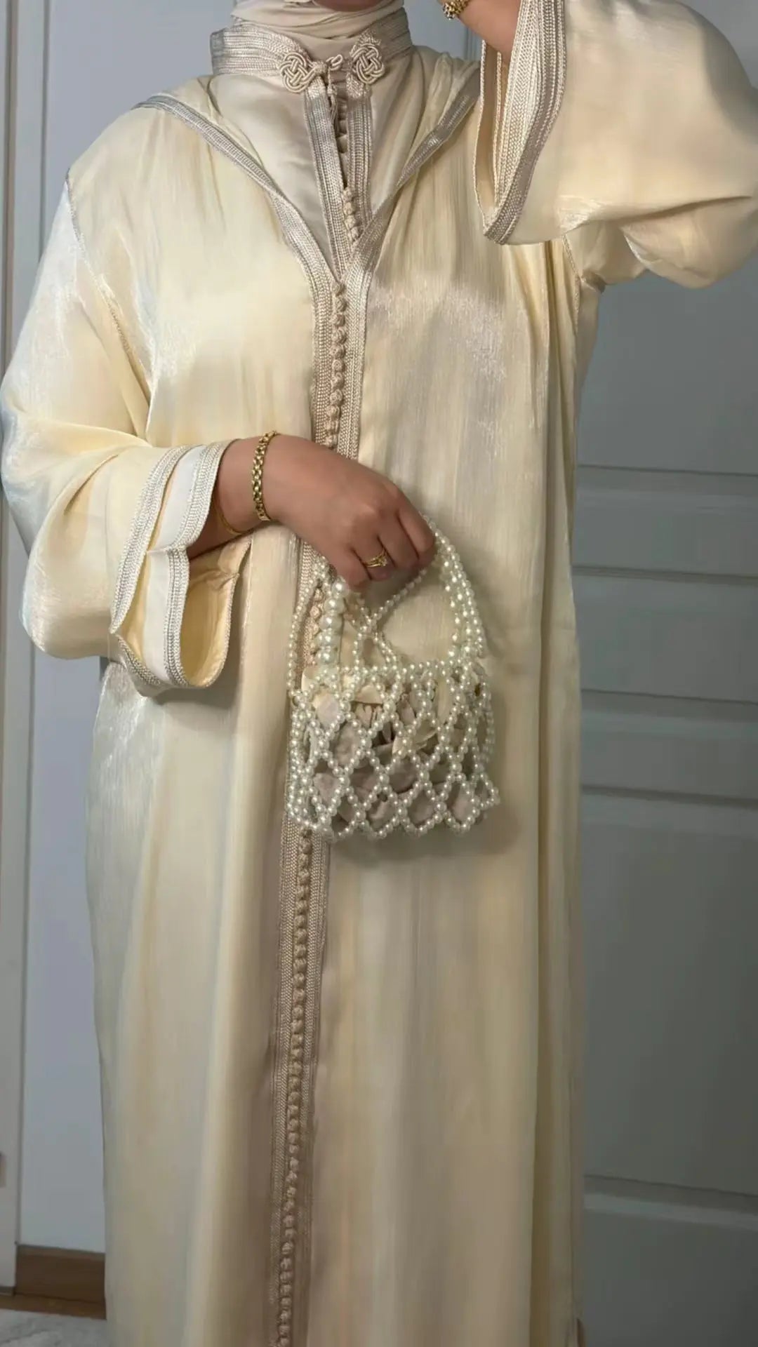 Jellaba Organza - Blanc Jasmin Emana Couture