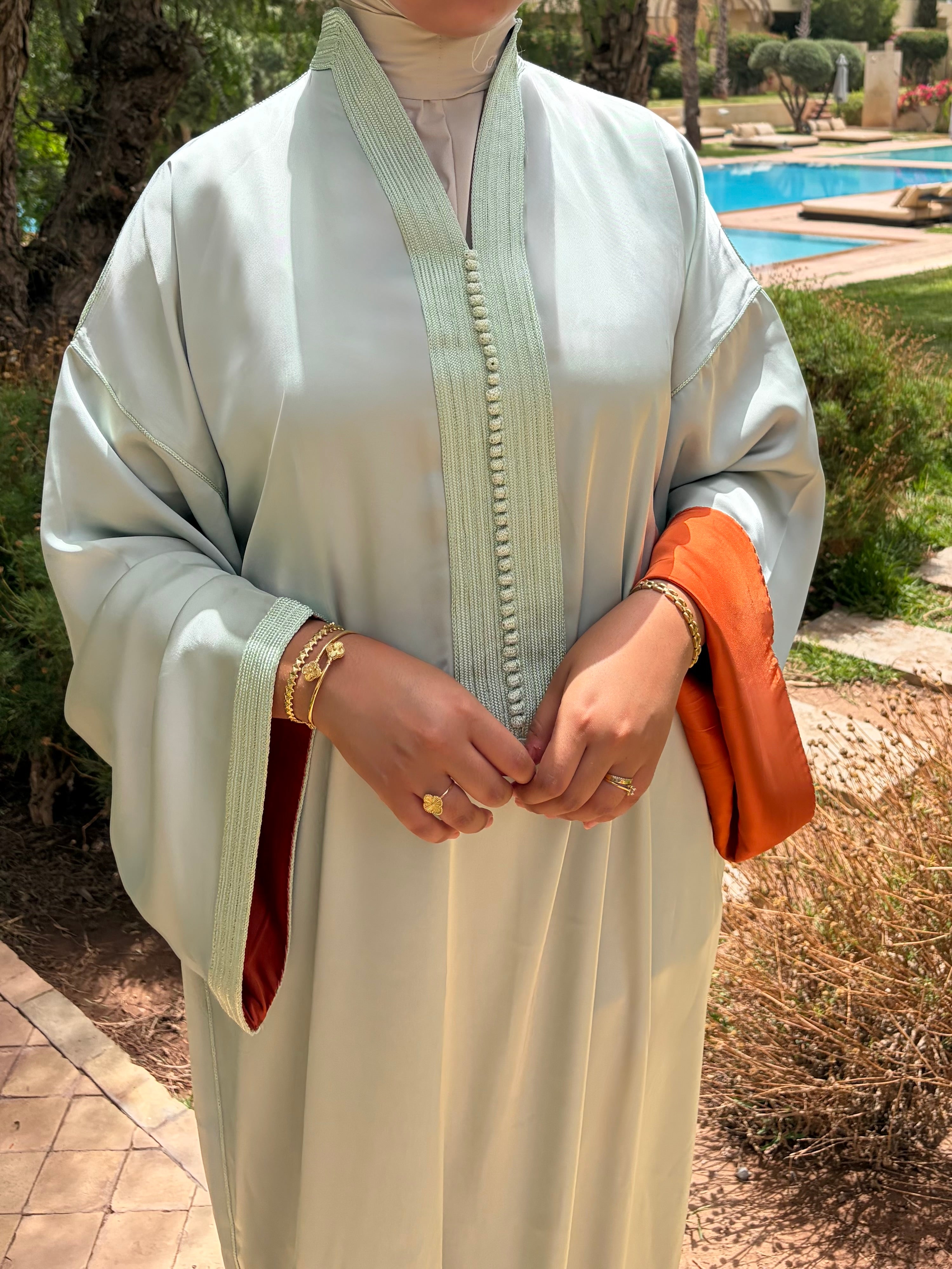 Caftan Elegance - Menthe poudrée