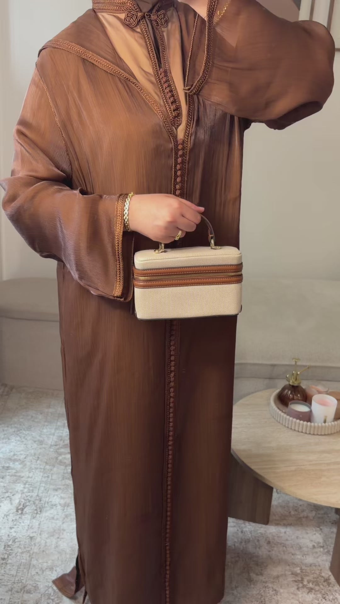 Jellaba Organza - Brun Canelle